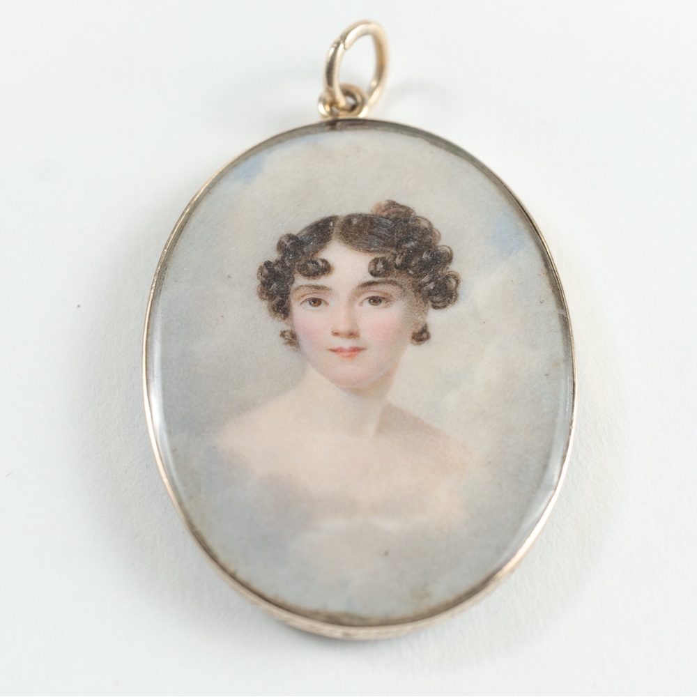 Antique Georgian miniature painting pendent in gold - Picture 7 of 7
